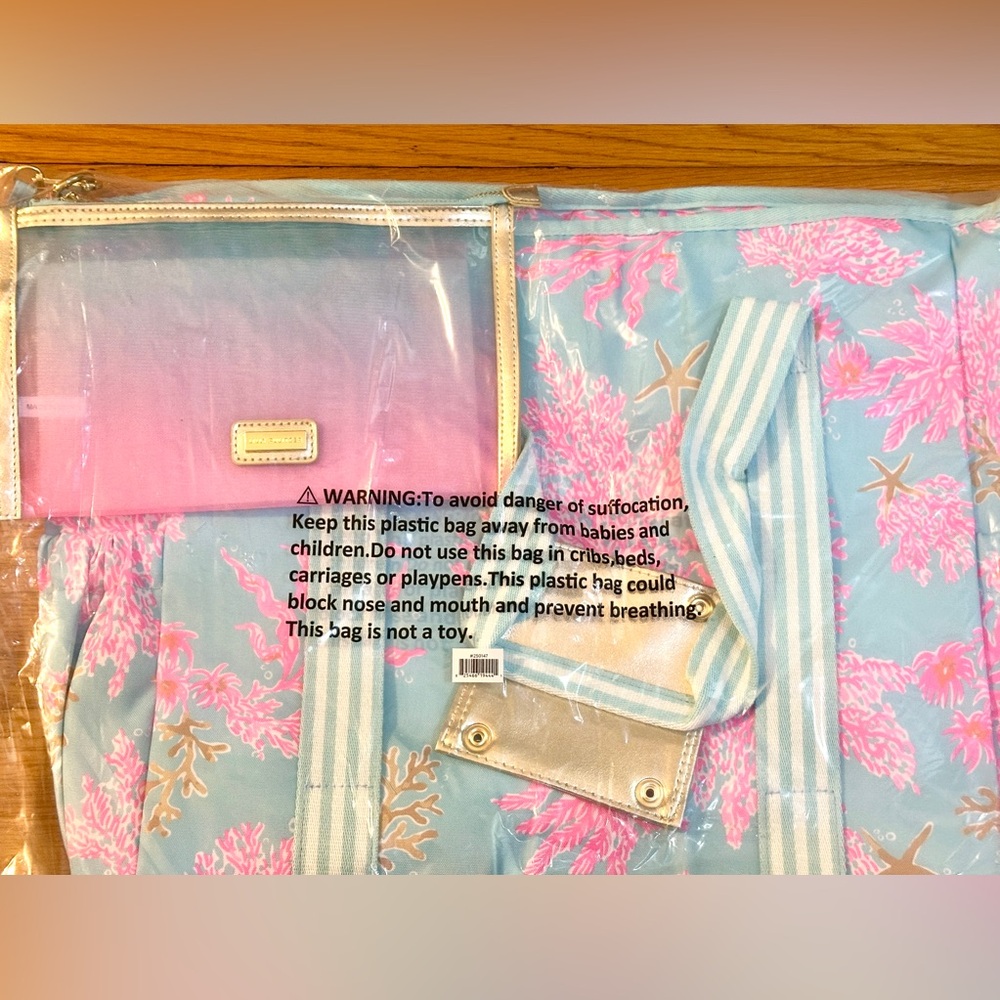 Lilly Pulitzer NWT-in bag! Large ‘Royal Coral’Insulated Beach Cooler Bag+meshbag - Picture 5 of 8